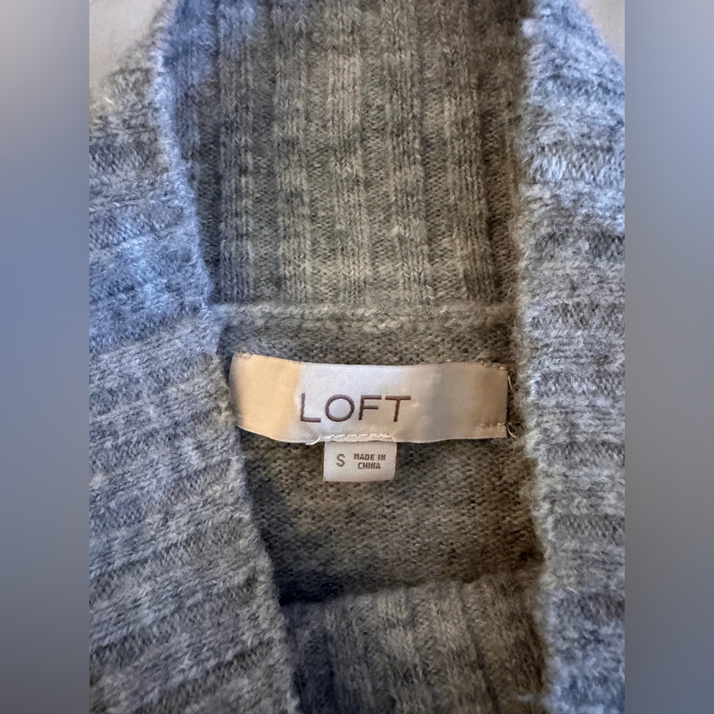 Loft Gray Multicolor Patterned Turtleneck Sweater - image 3